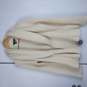 Lauren Ralph Lauren Cream Soft Knit Wool Angora Wrap Sweater PEPLUM Sz.L